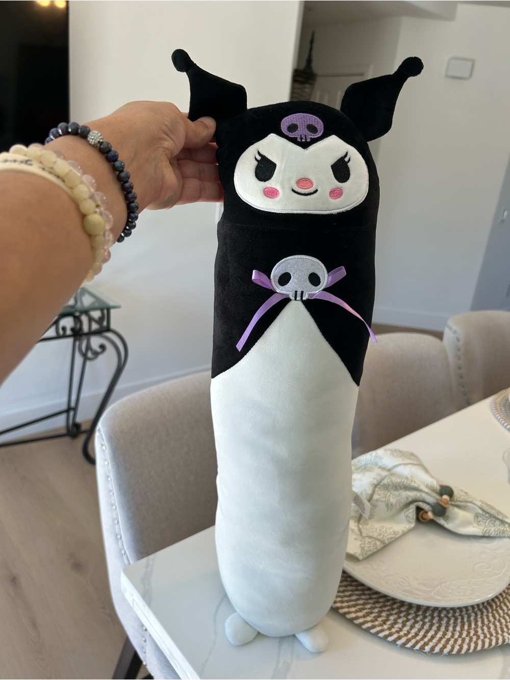 Kuromi-Inspired Black & White Plush Buddy - Kids Accessory 24” Tall